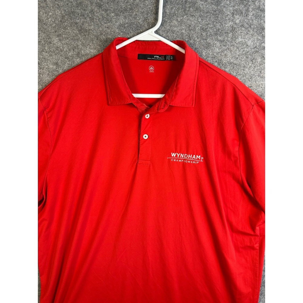 RLX Ralph Lauren Mens XL Red Wyndham Championship Golf Polo Shirt Wicking